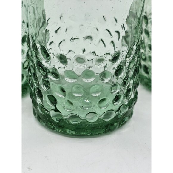 Starbucks Handblown Green Tall 7" Glasses Tumbler Hobnail Lot Of 3 Boho Recycled - Picture 3 of 9